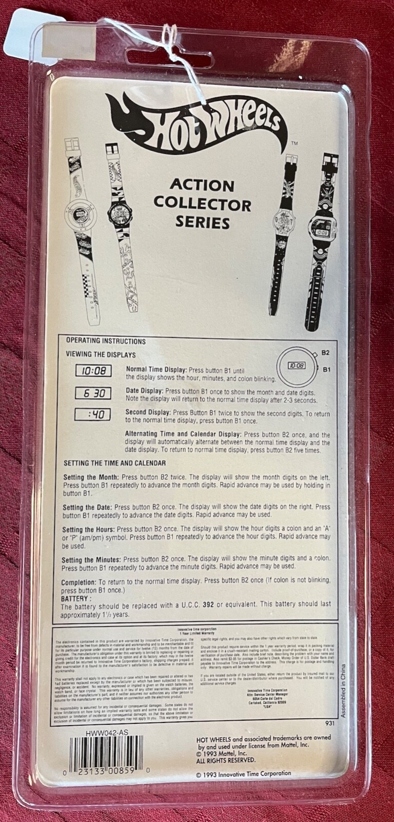 FOUR HOT WHEELS VINTAGE WRISTWATCH SET
