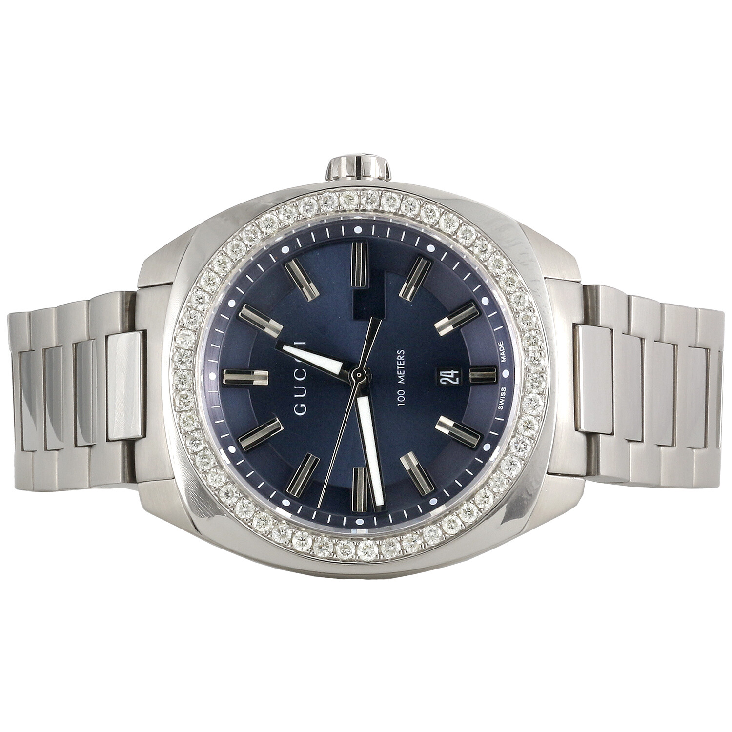 Mens New Gucci GC2570 Genuine Diamond Watch YA142303 Blue Dial 41mm | 1.60 CT.