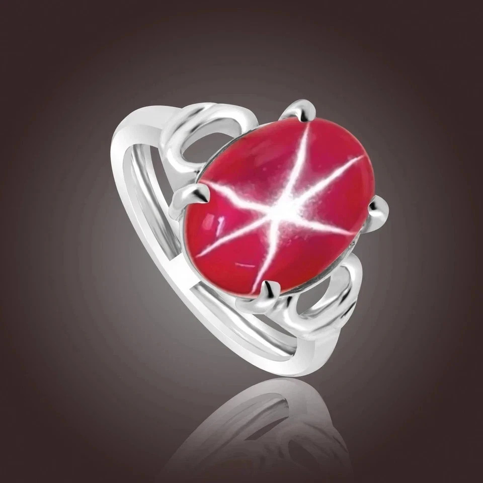 9 Ct Natural 6 Rays Red Star Ruby Ring 925 Sterling Silver Handmade Fine Jewelry