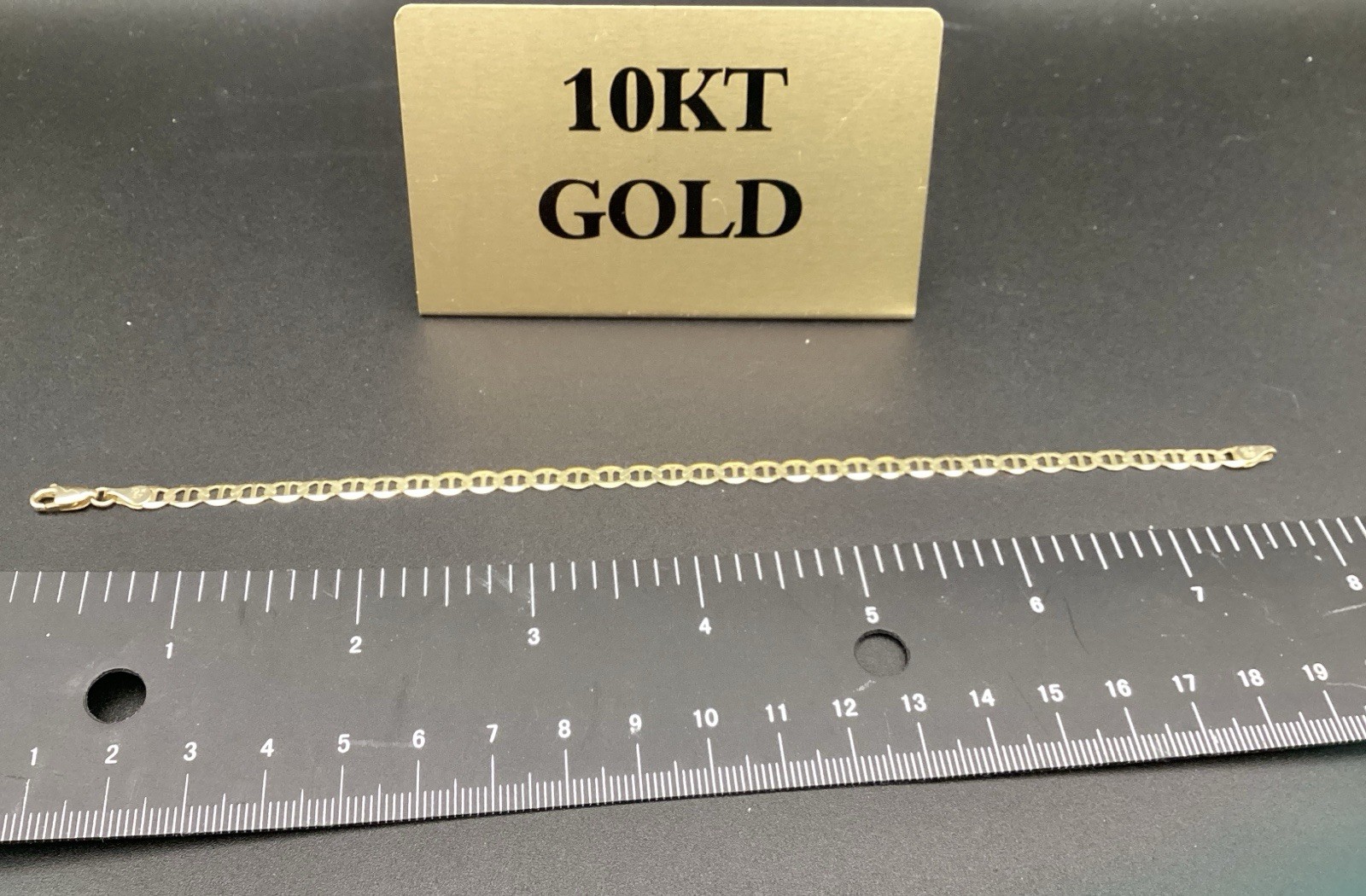 Real 10 KT Stamped Yellow Gold Mariner Link Chain Bracelet Unisex 8” L, 6mm W