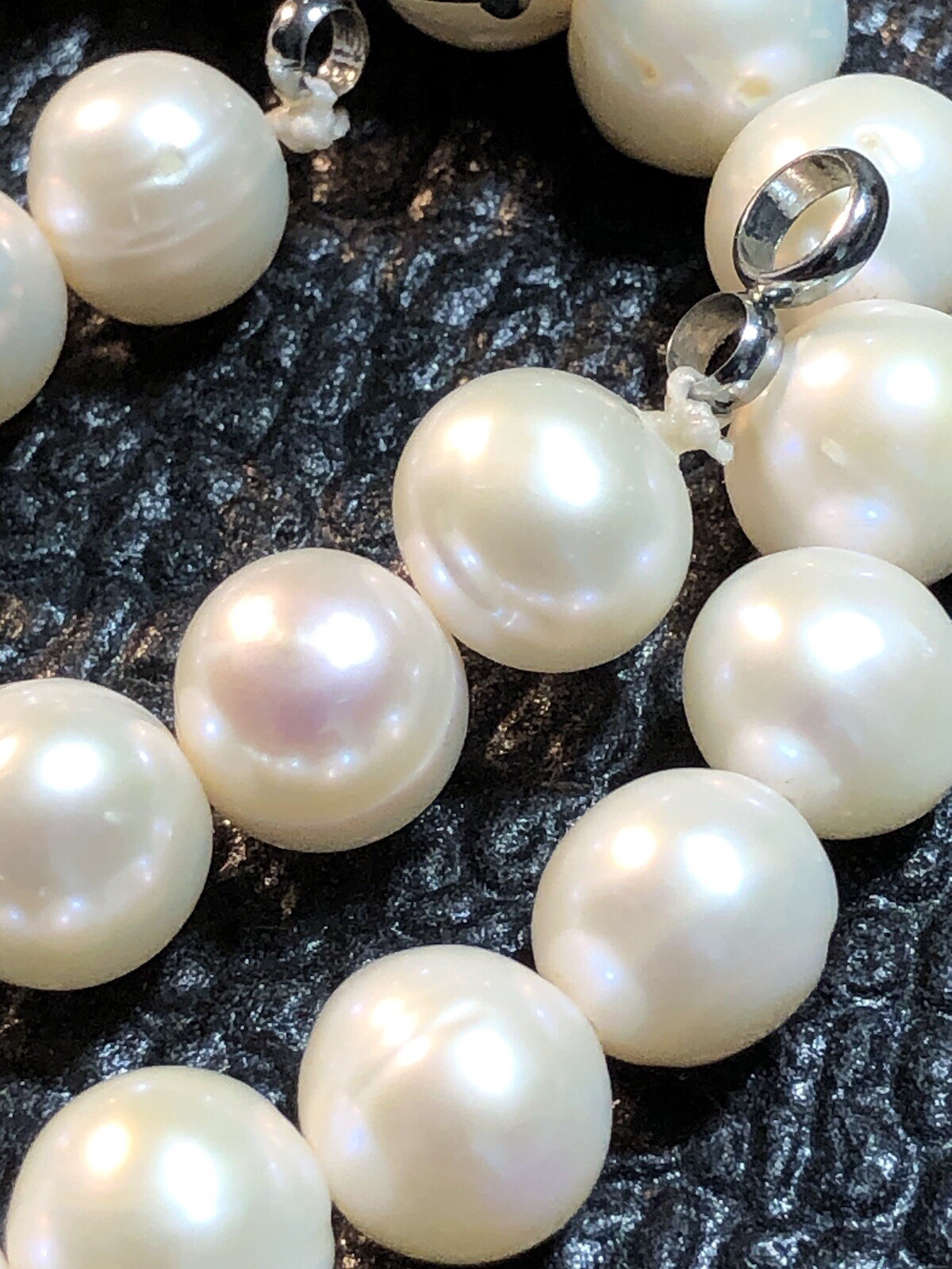 Estate 16” 8.7mm-10mm Pearl Necklace Nacre Creamy,Pink Yellow Hues Weight 44.54g