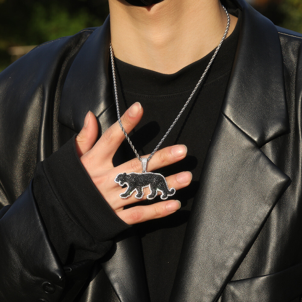 Hip Hop Jewelry Black Panther Pendant Necklace Gold Filled Rap Accessories Gifts