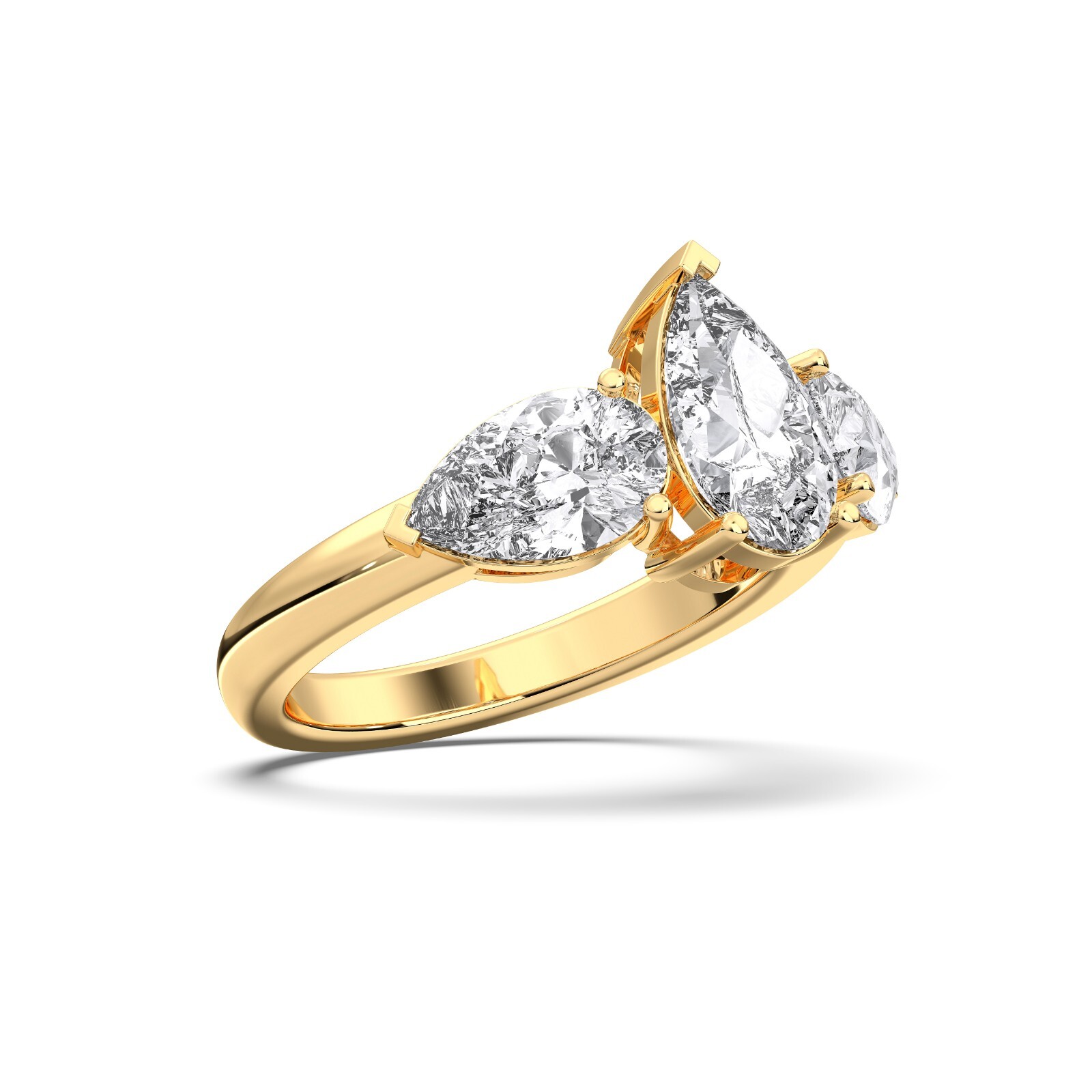 3.40 Ct Pear Cut Moissanite 3 Stone Prong Set Engagement Ring in Silver For Her