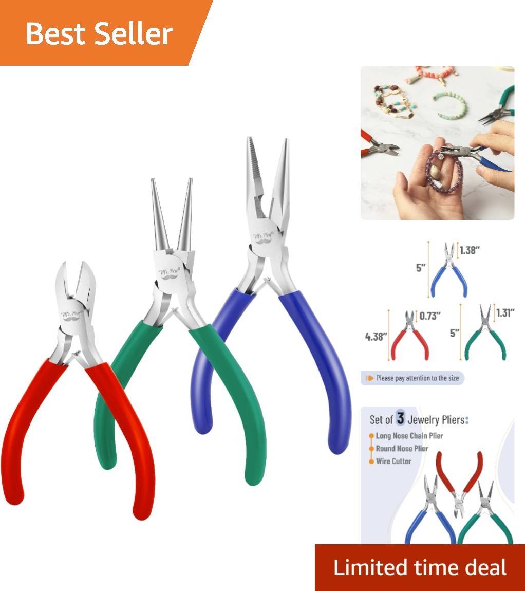 Durable Alloy Steel Jewelry Pliers Set with Ergonomic Handles – 3 Pieces