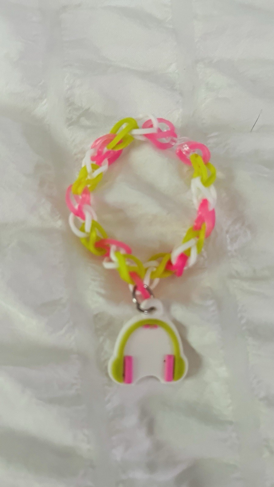 Unisex Kids Multicolor Rubber Braided Charm Bracelet, Headphones Dangle