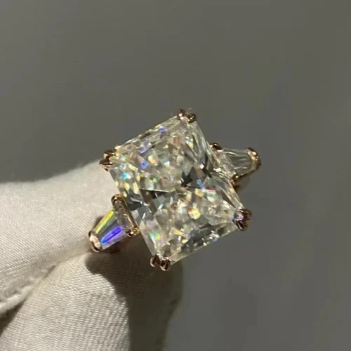 4.20Ct Radiant F-VS1 IGI Lab Grown Diamond Women Engagement Ring 14K Yellow Gold