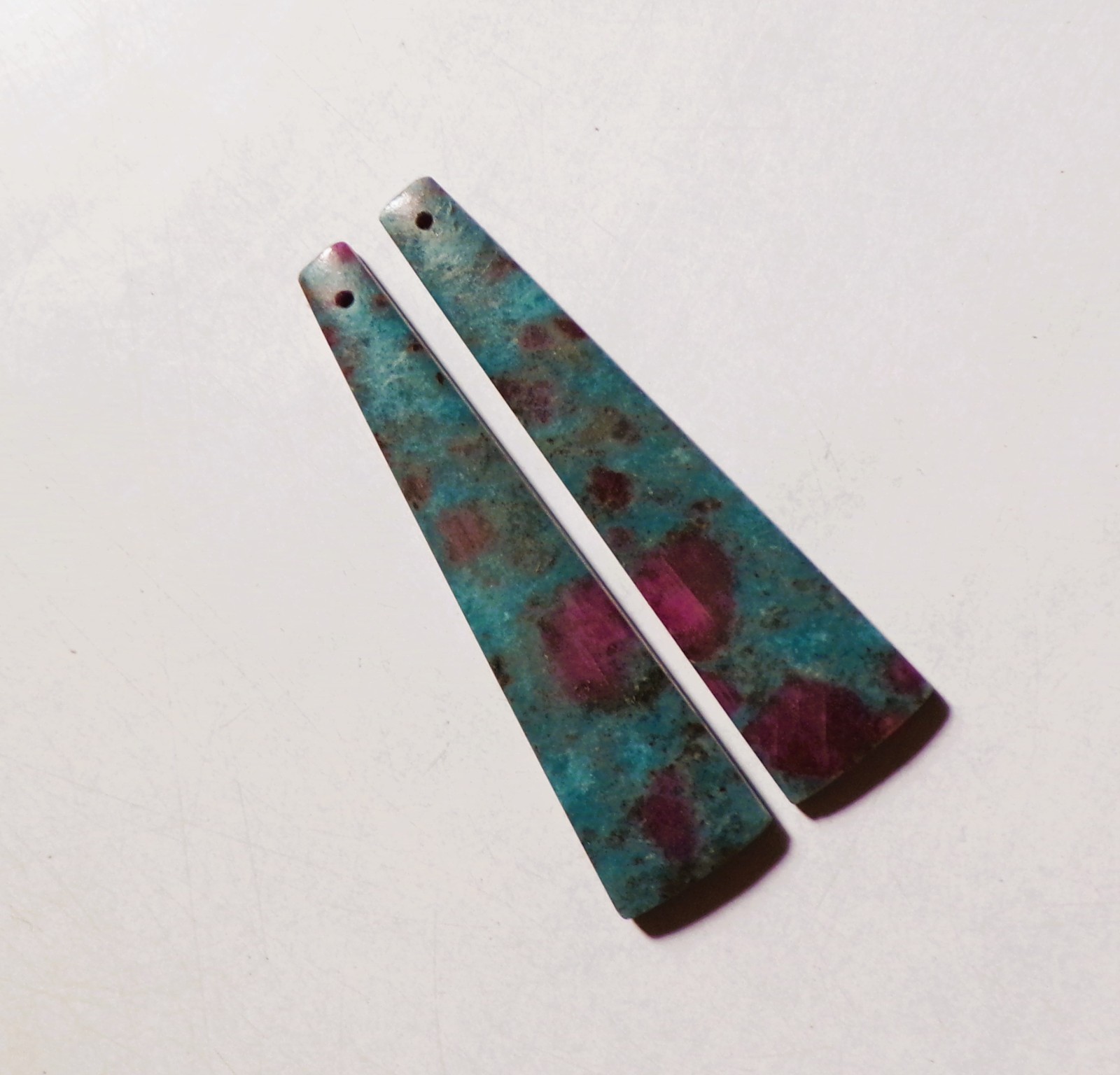 50.00 Cts Natural Kyanite Ruby Drilled Cabochon Match Pair Gemstone 52.5X13MM 62