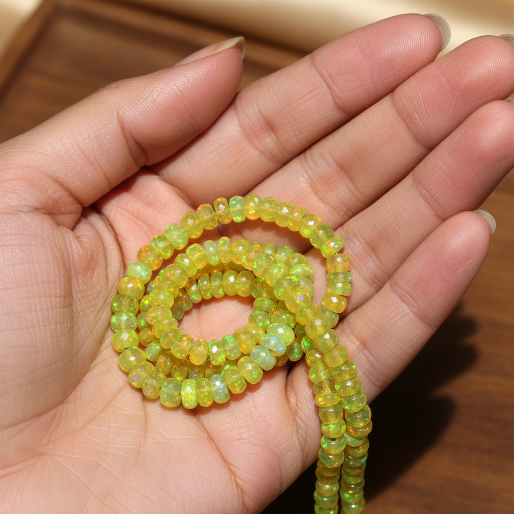 Ethiopian Fire Opal Beads Strand 4-5mm Rondelle Gemstone 8 Inch Jewelry Making