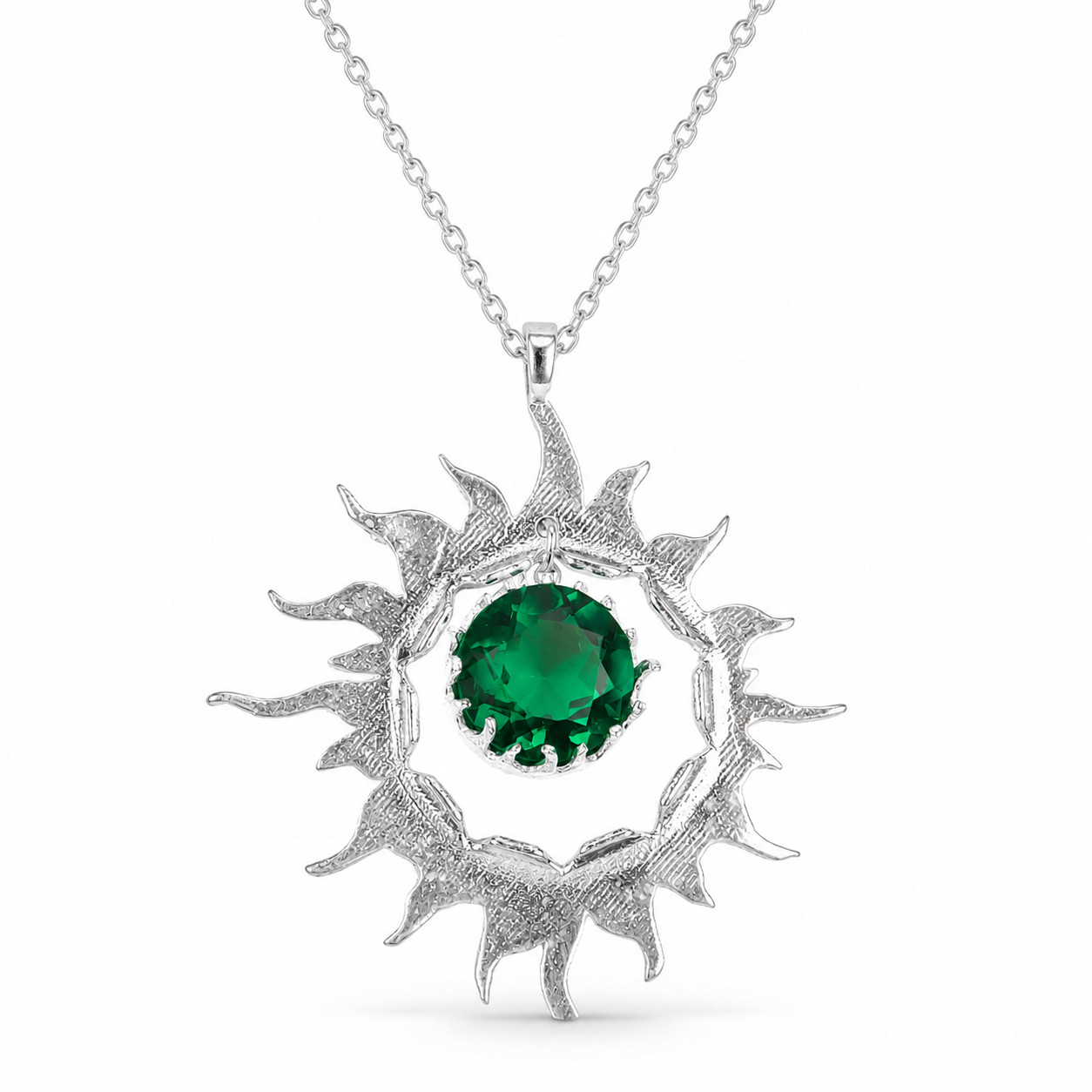 Emerald Gemstone Jewelry 925 Silver Handmade Daily Wear Pendant 1.76″ For Her