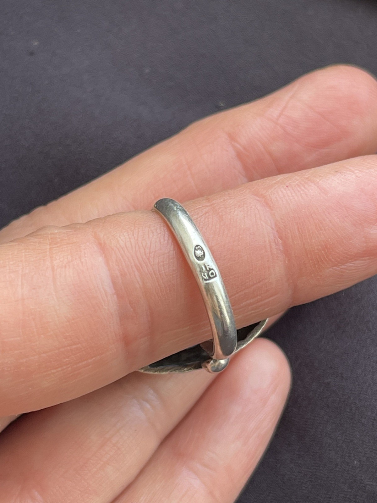 ORNO 12g Large Polish 800 Silver & Blue Stone Ring UK P1/2 Q Euro 57
