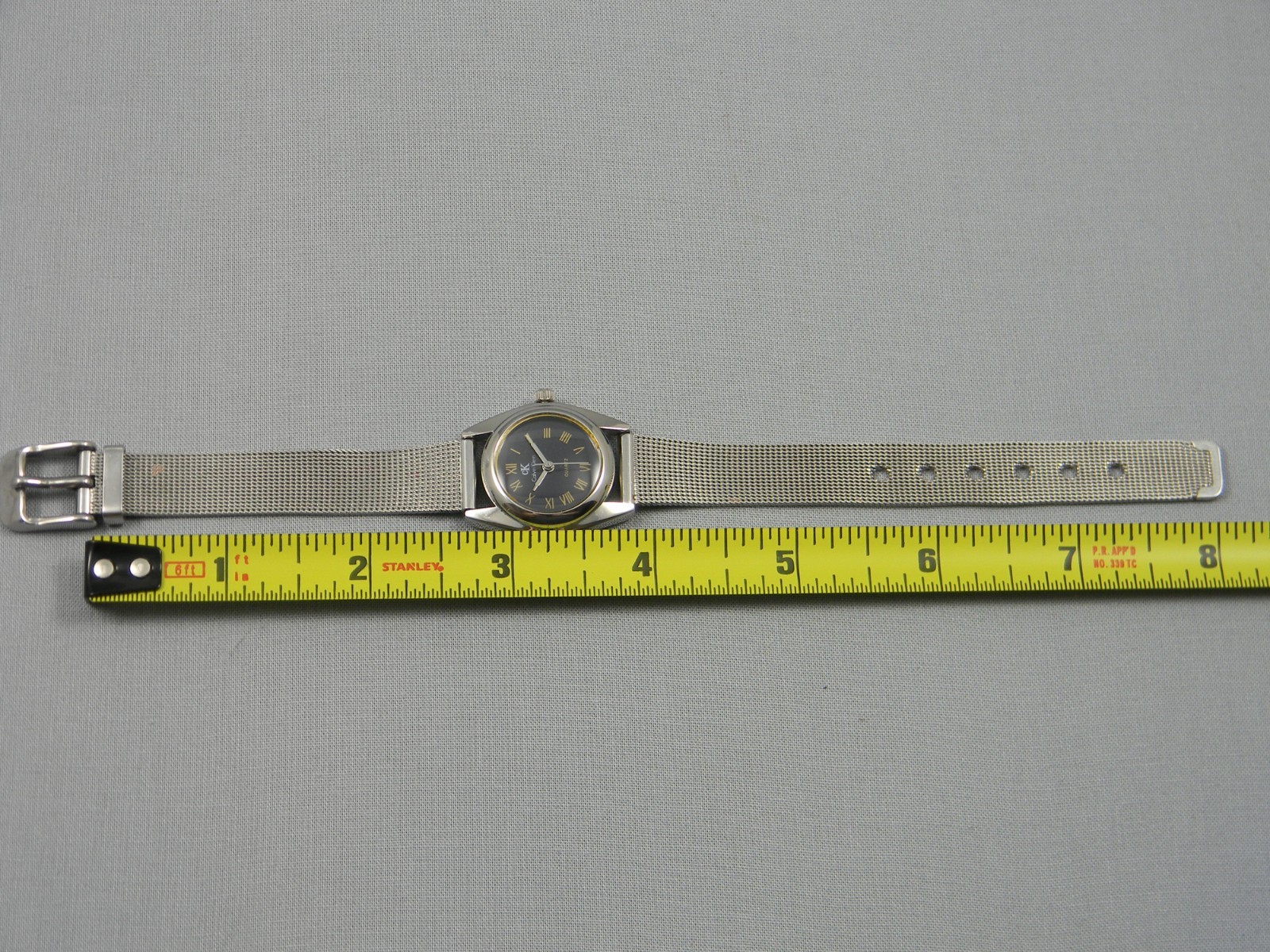 Calvin Klein Watch Women 26mm Silver Tone Blue/Black Dial Mesh Band New Battery