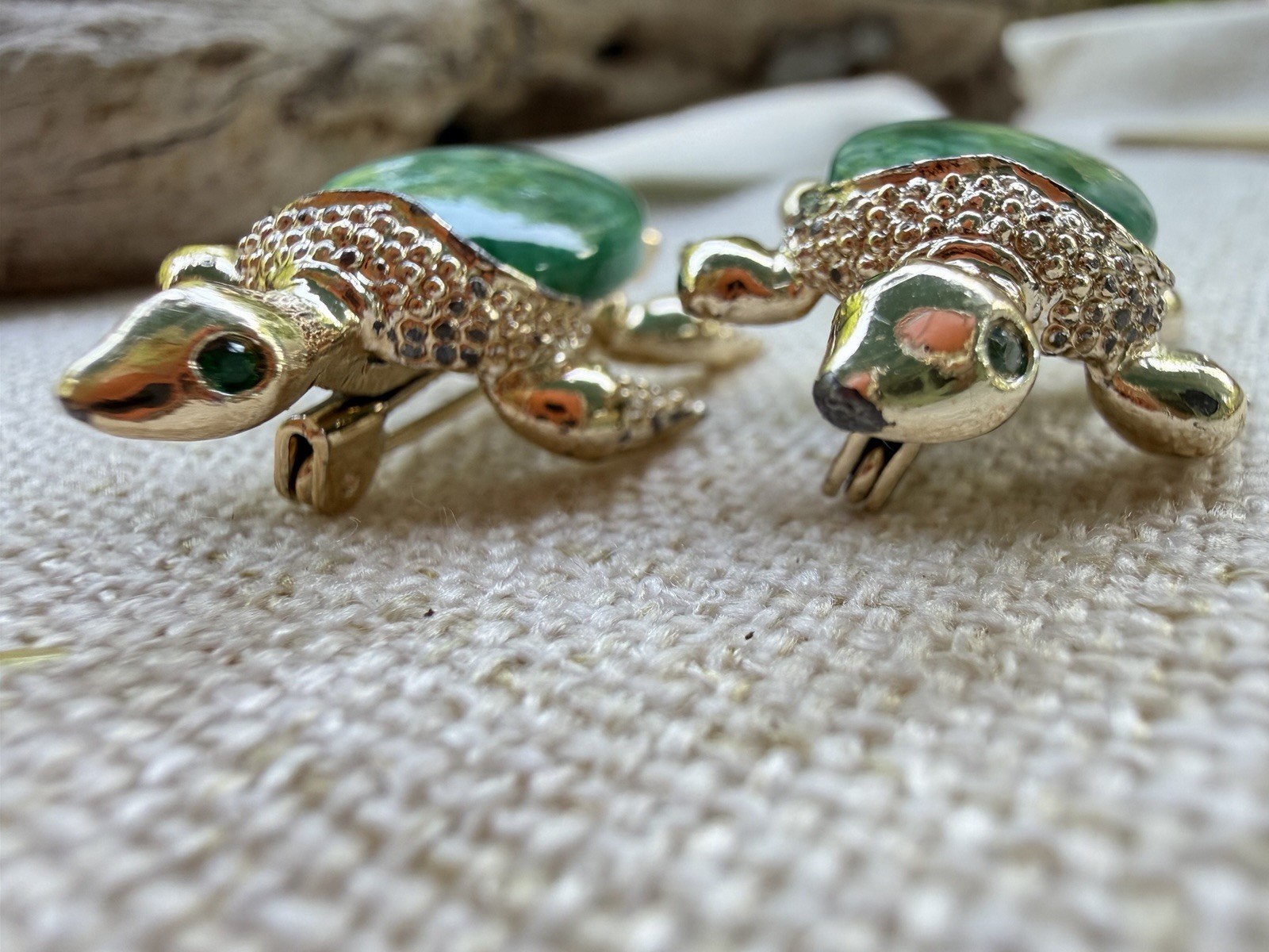 2 Gerry’s Turtle Gold Tone Brooch Back Signed
