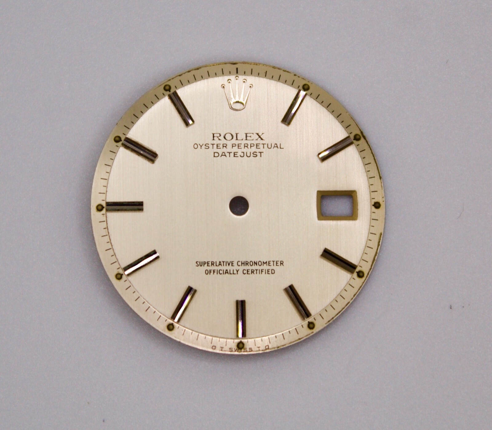 ORIGINAL Rolex Dial 36mm Datejust Silver S/S w Date Linen 1600/1601/1603 Swiss