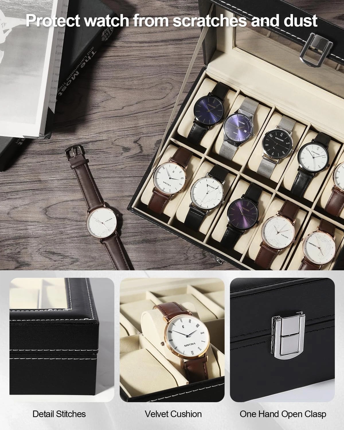 12 Slots PU Leather Watch Box Organizer Box Jewelry Storage Display Case GIFT