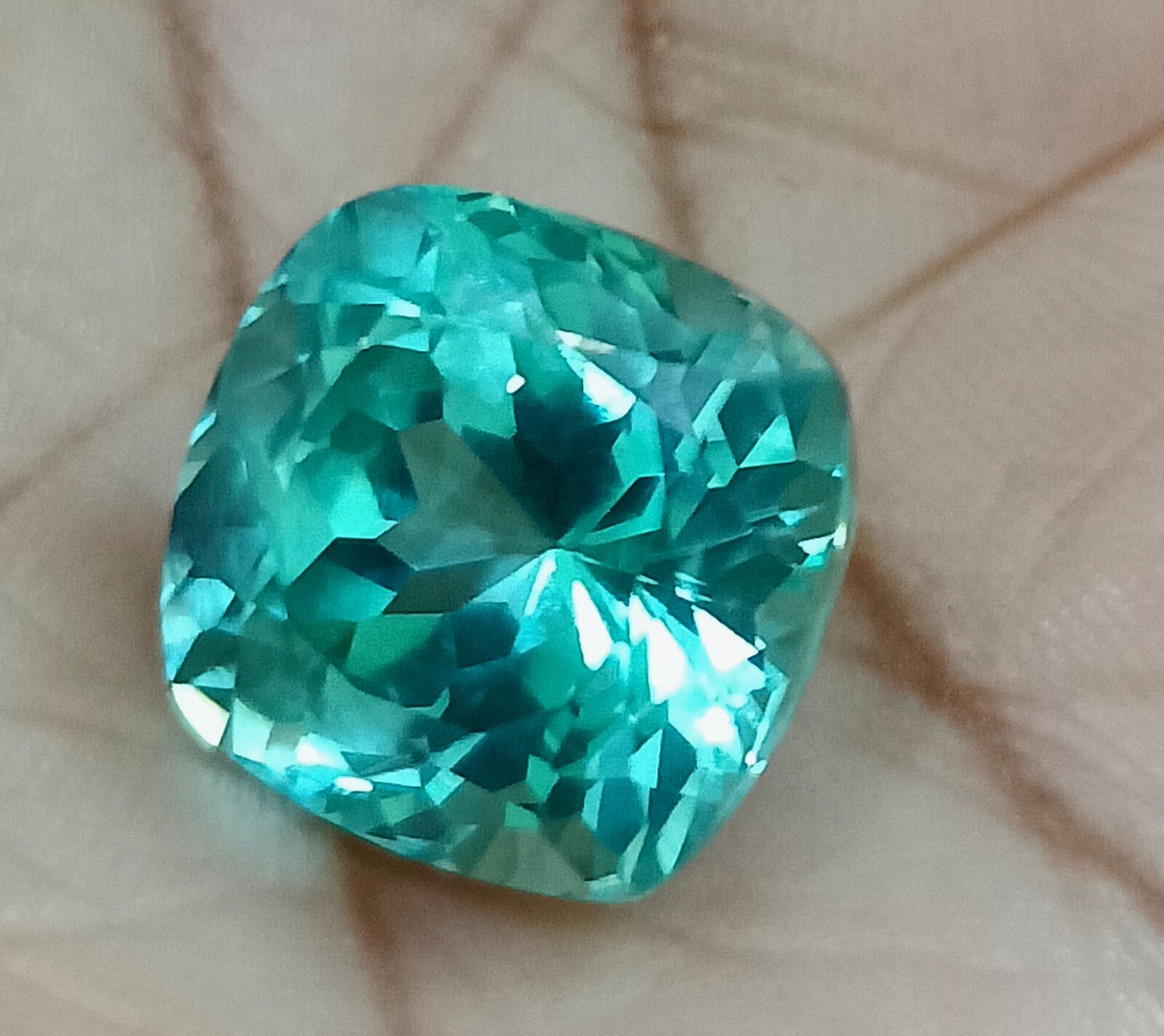 Flawless Natural Ceylon Blue-Green Sapphire Cushion Cut Loose GEMSTONE 11.70 Ct