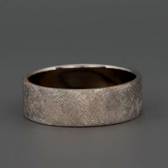 14K White Gold Rough Brushed Rustic Men Wedding Band | 3mm 4mm 5mm 6mm 7mm 8mm