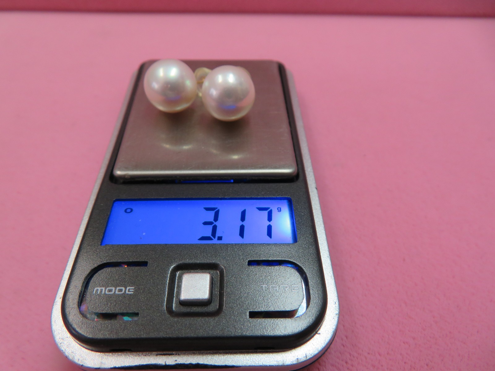 14k Solid Yellow Gold 10mm+ Pearl Stud Earrings 3.17 G (#346)