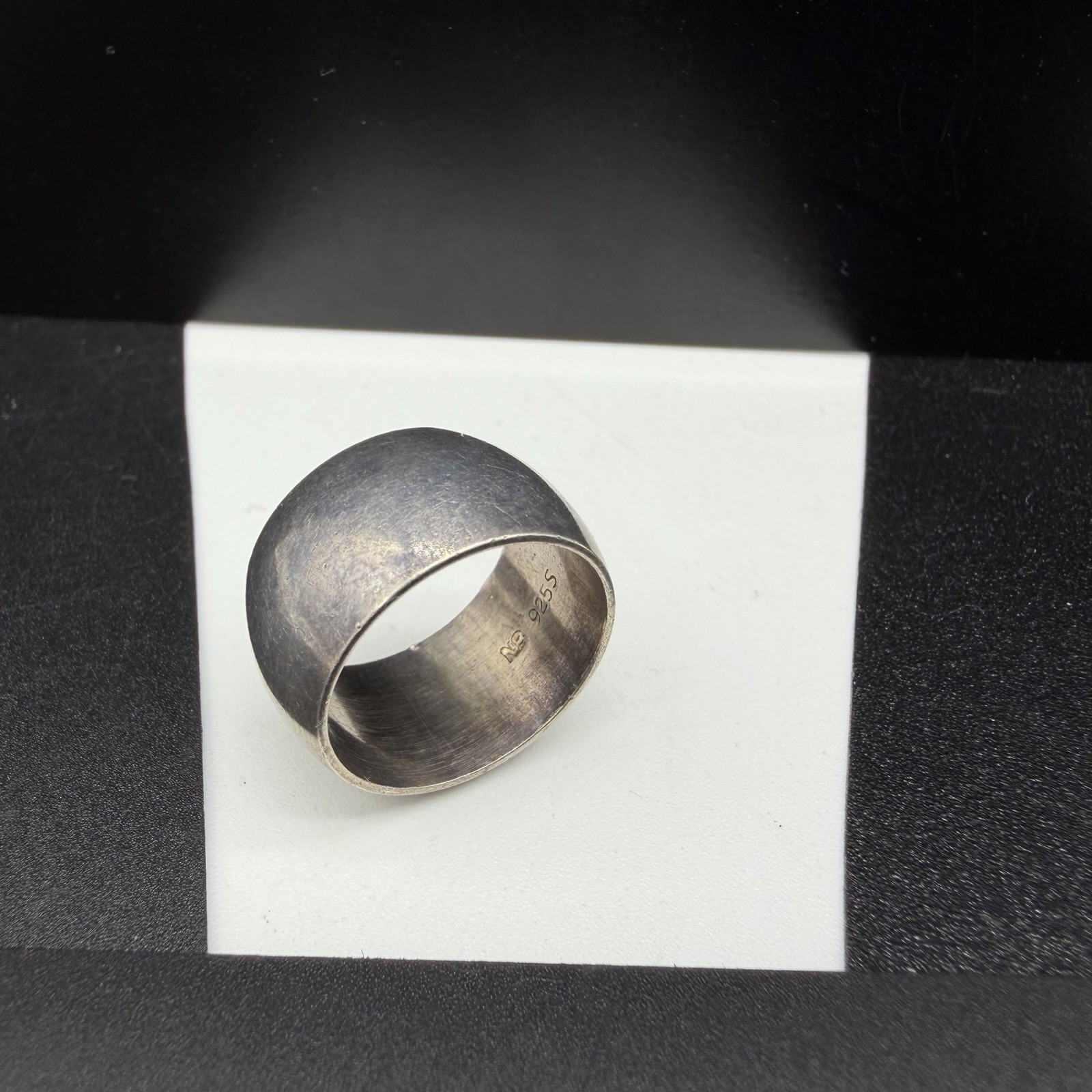 Vintage NB Sterling Silver 10mm Wide Simple Plain Cigar Band Size 5 Ring 6.4g