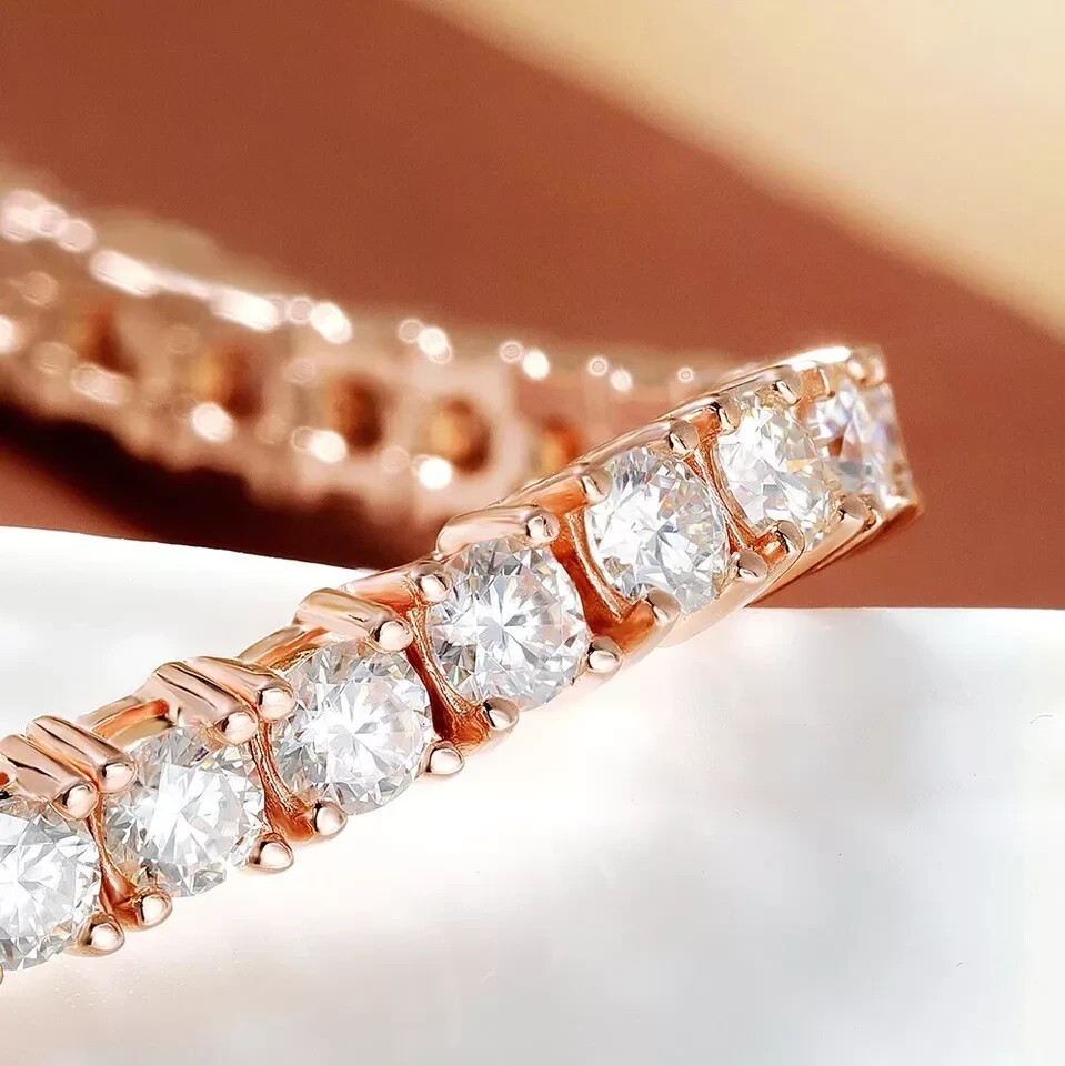 Black Friday Sale ! Round Natural Diamond Tennis Bracelet In 14K Solid Rose Gold