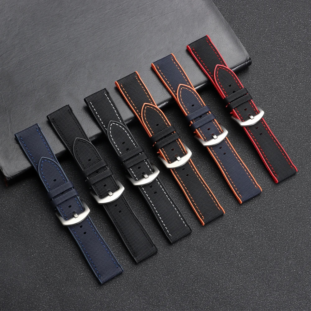 Quality Nylon Rubber Sailcloth Watch Strap 18mm 20mm 21mm 22mm Canvas Watch Band