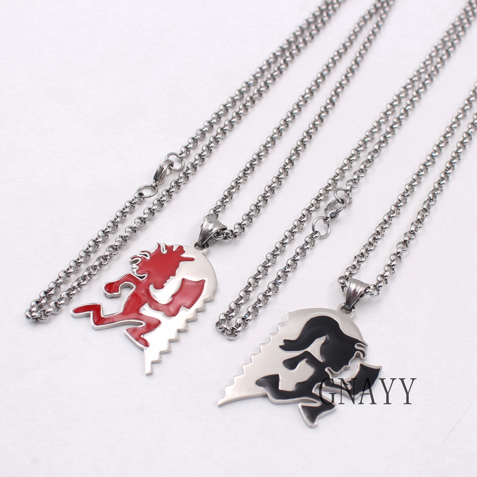 Hatchetman Twiztid red Juggalo black Juggalette Heart 1set lover necklace