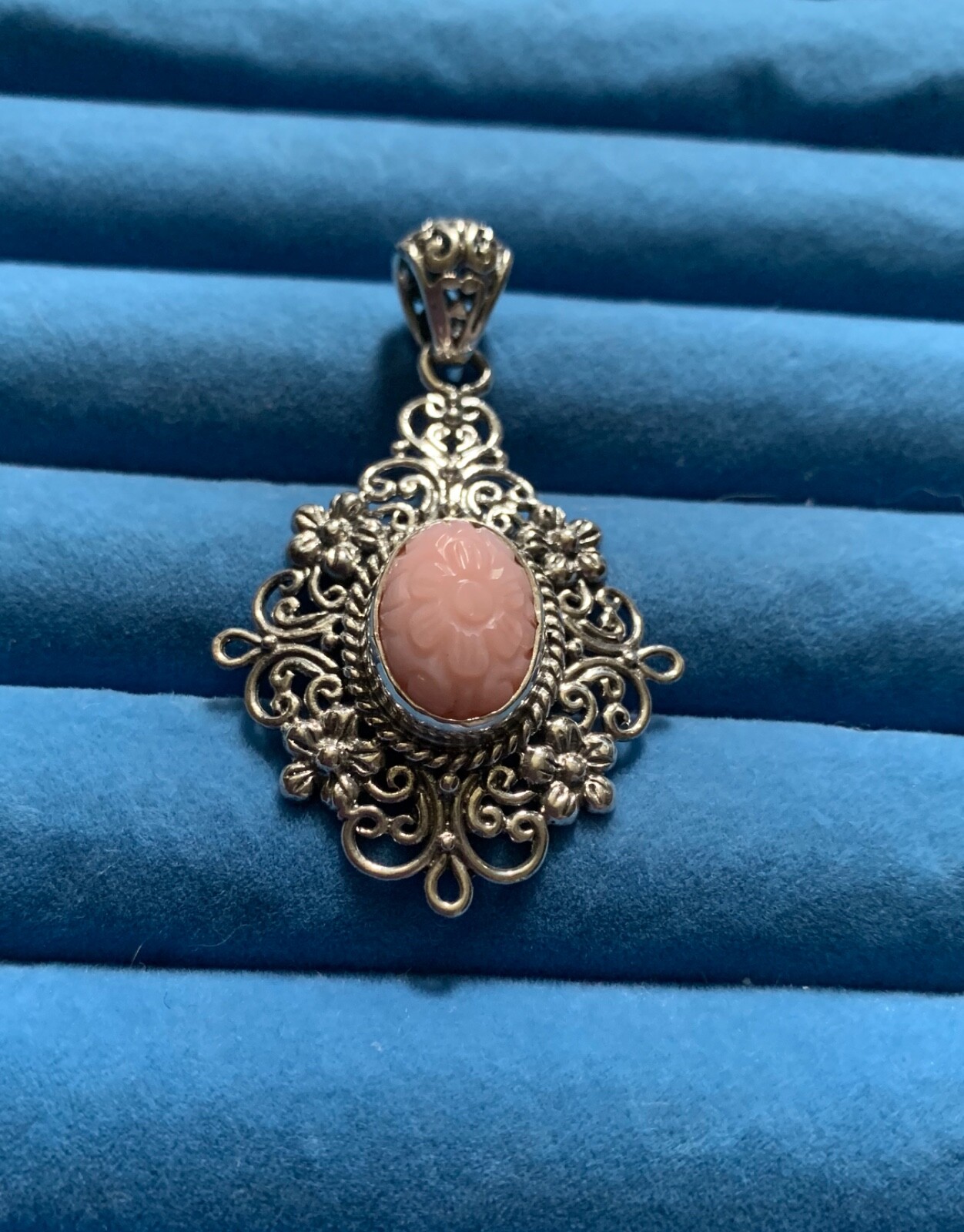 BALI LEGACY Pink Opal Carved Pendant in Sterling Silver – 9.0 ctw.