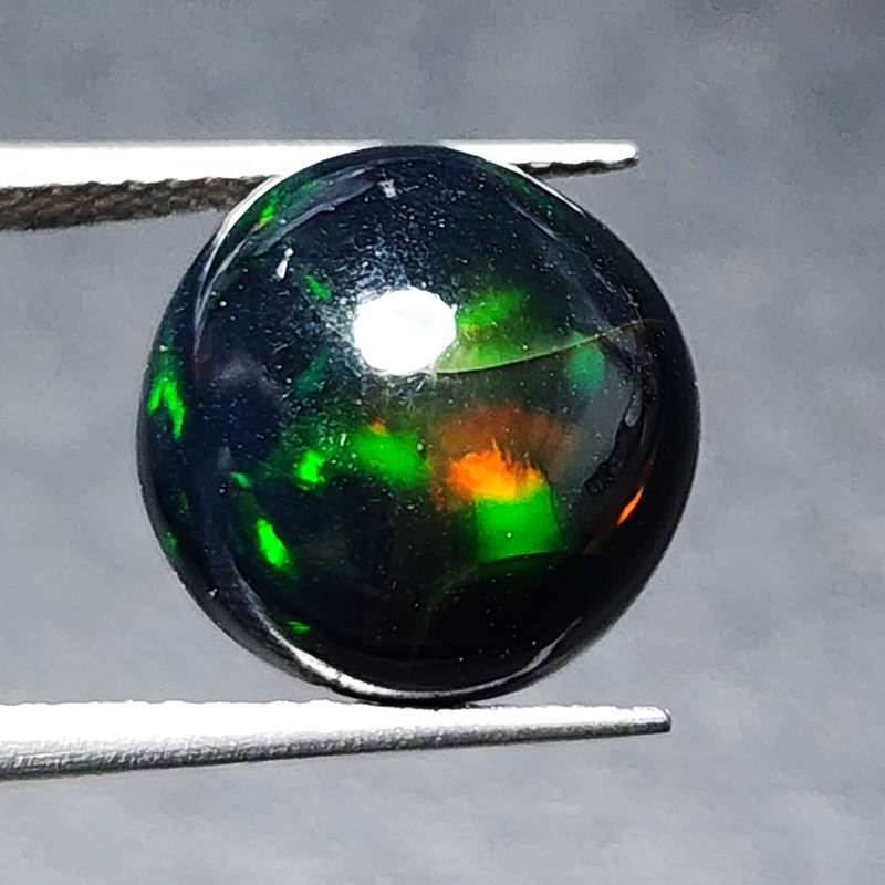 Natural Ethiopian Welo Honeycomb Black Opal Round AAA Fire Loose Gemstone 4.85Ct