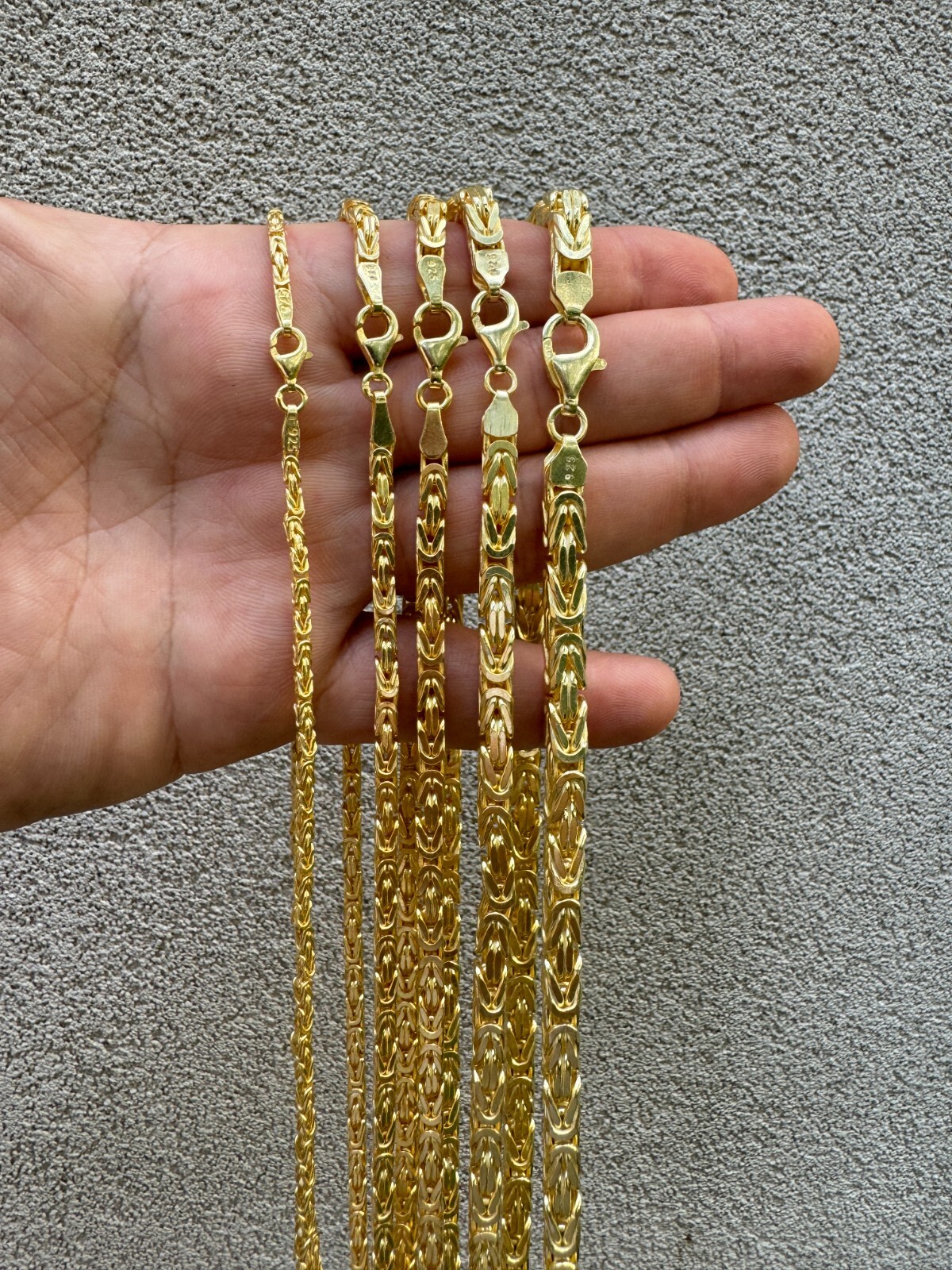 14k Gold Plated 925 Sterling Silver Byzantine Chain Mens Necklace 2.5-5mm 18-30″