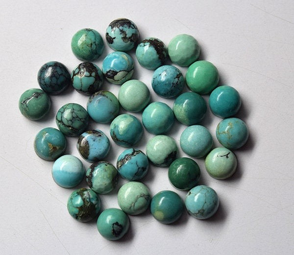 Natural Tibetan Turquoise Round Cabochon 5mm To 12mm Loose Gemstone