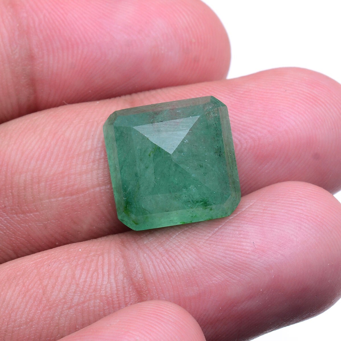13.50 Cts Natural Brazilian Emerald 14mm Cushion Cut Stunning Ring Size Gemstone