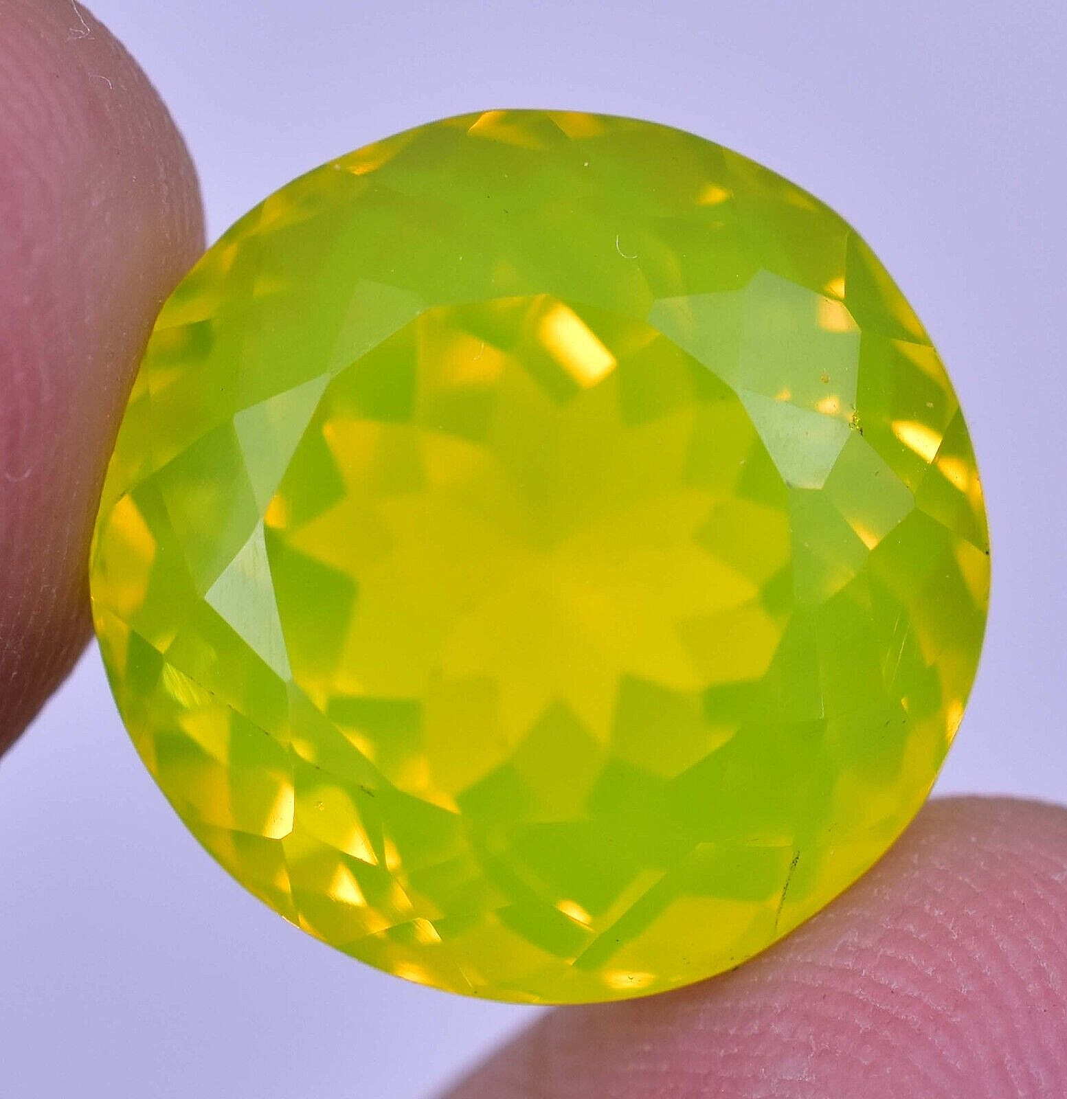 20.00 Ct Natural NEON Yellow Opal Certified 15.80 x 15.80 mm Flawless Gemstone
