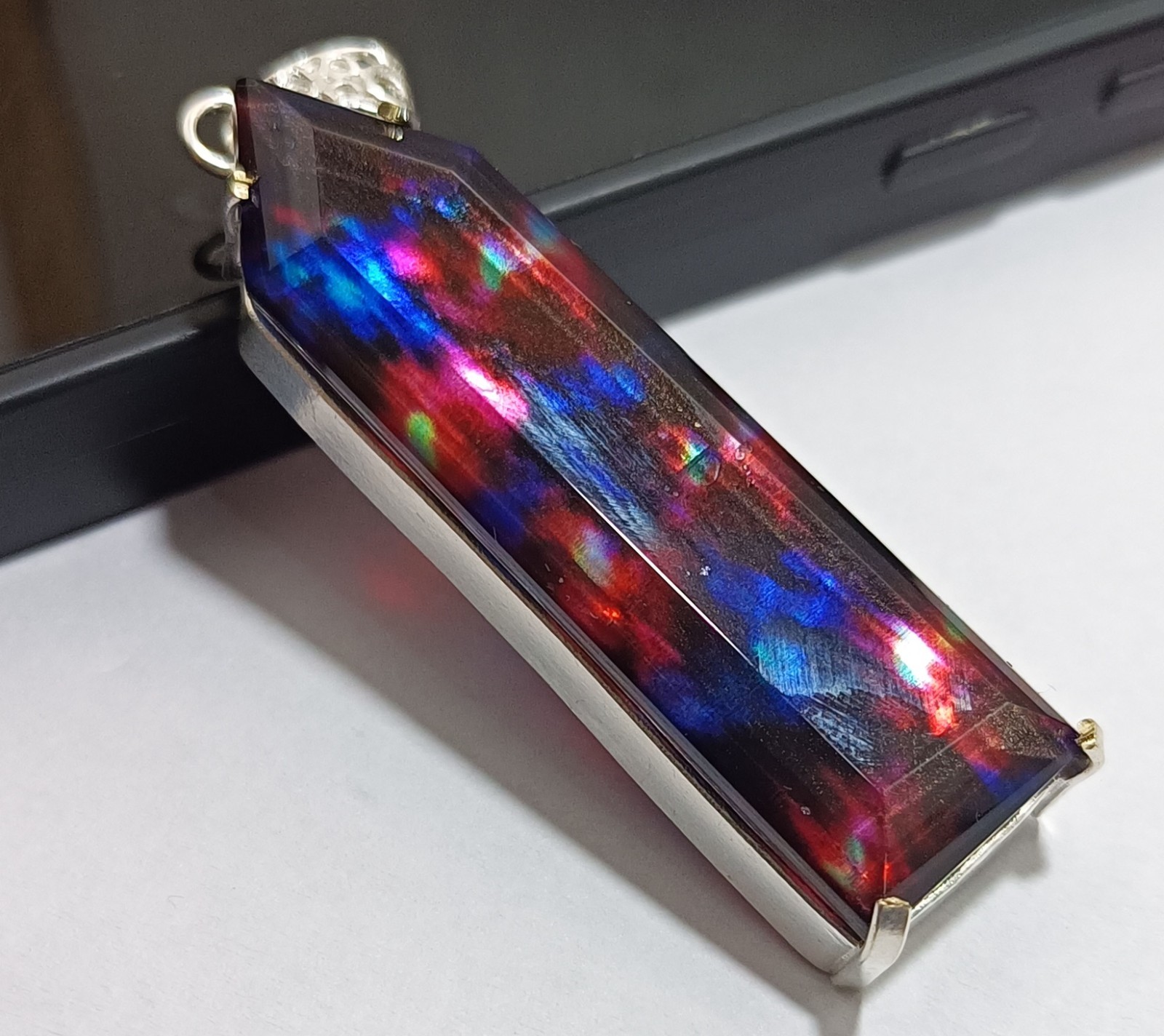 81.30 Ct Natural Ammolite 925 Solid Silver Colorful LOOSE Pendant A+ Gemstone