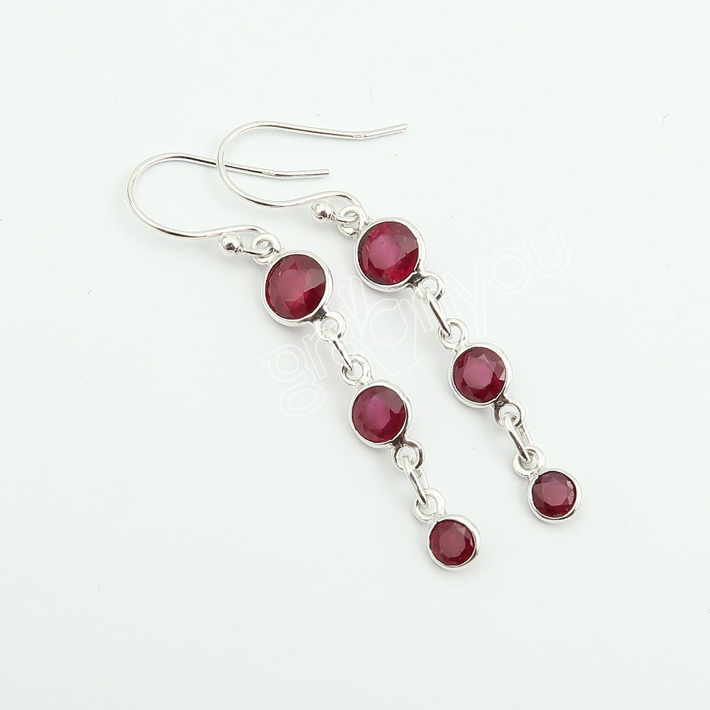 gr8onyou Genuine 925 Pure Silver Ruby Earrings | Secure Set Gemstones