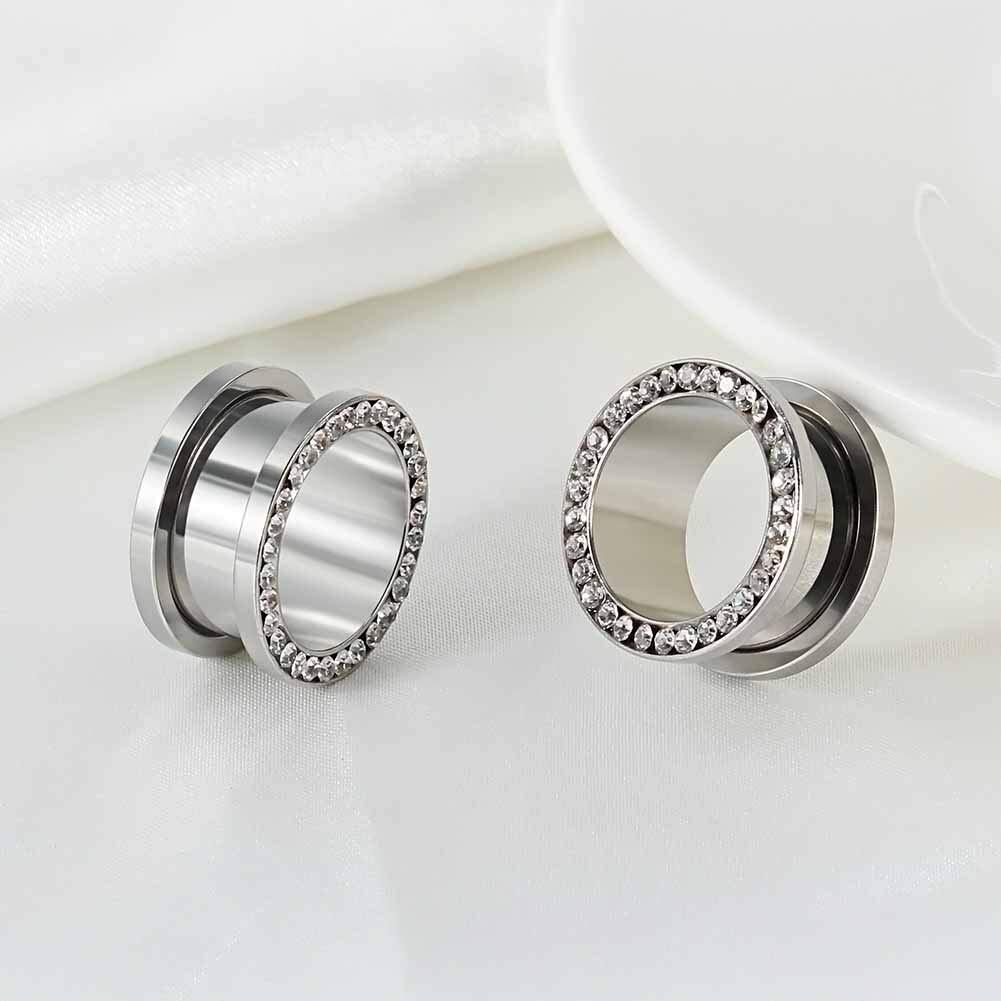 8 PCS Ear Tunnels Plugs Gauges Stainless Steel Expander Stretcher Piercings