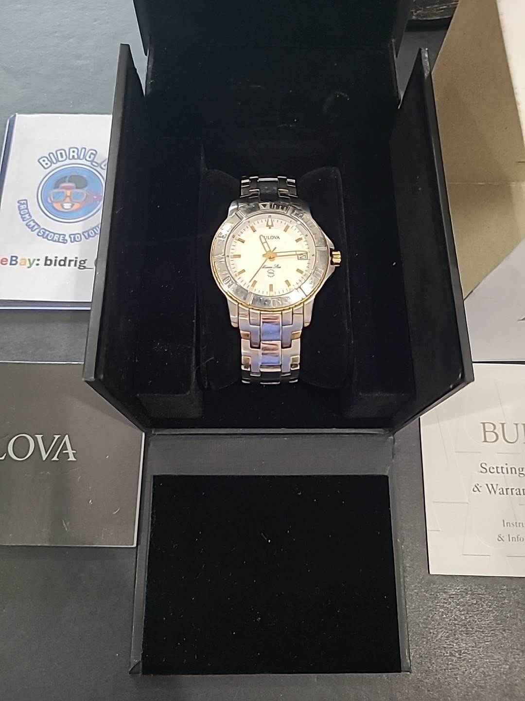 Women’s Bulova Marine Star 2 Tone White Dial Watch C9671108 With Box & Manual