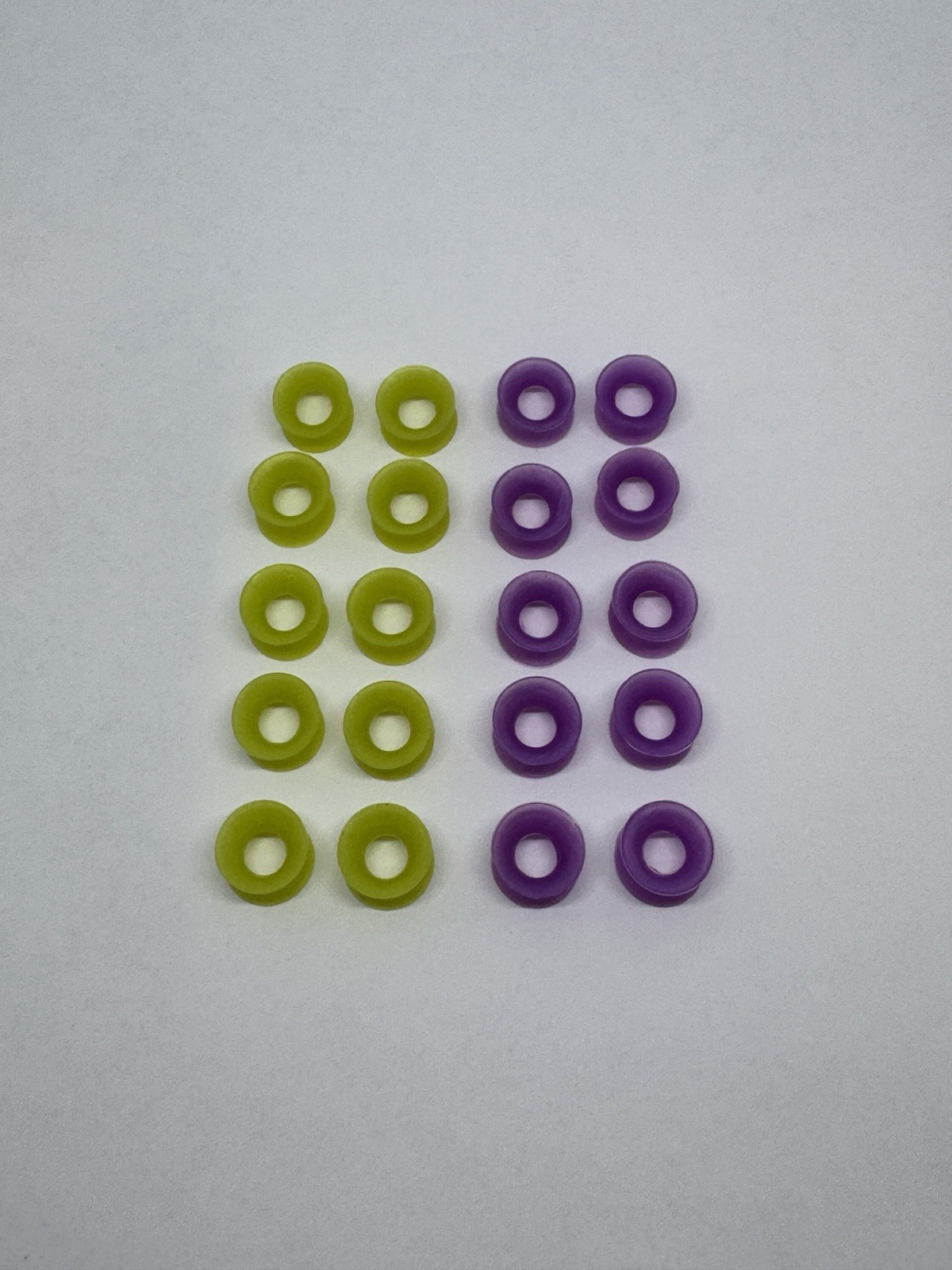 10 Pair 0g 8mm Silicone Gauges Neon Yellow Purple Variety Bundle
