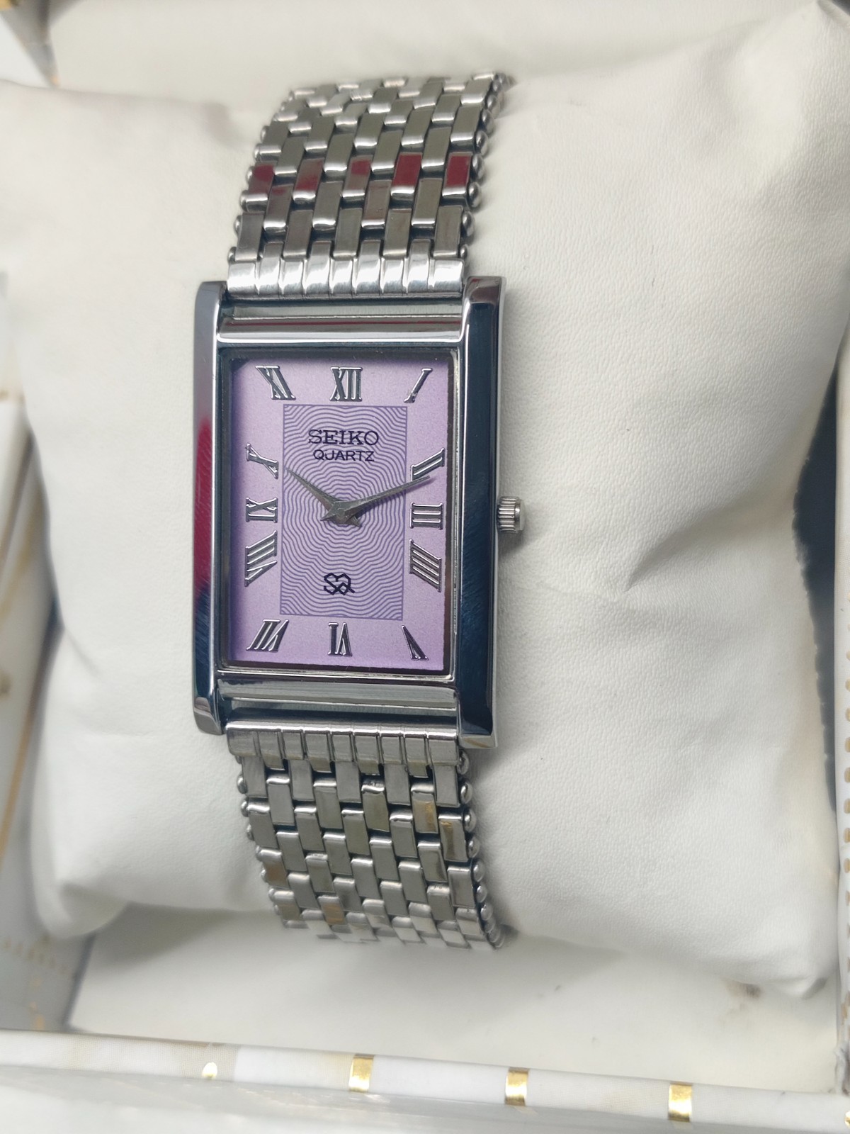 Vintage Refurbished Seiko Slim Tank Purple Quartz Japan Men s Wrist Watch
