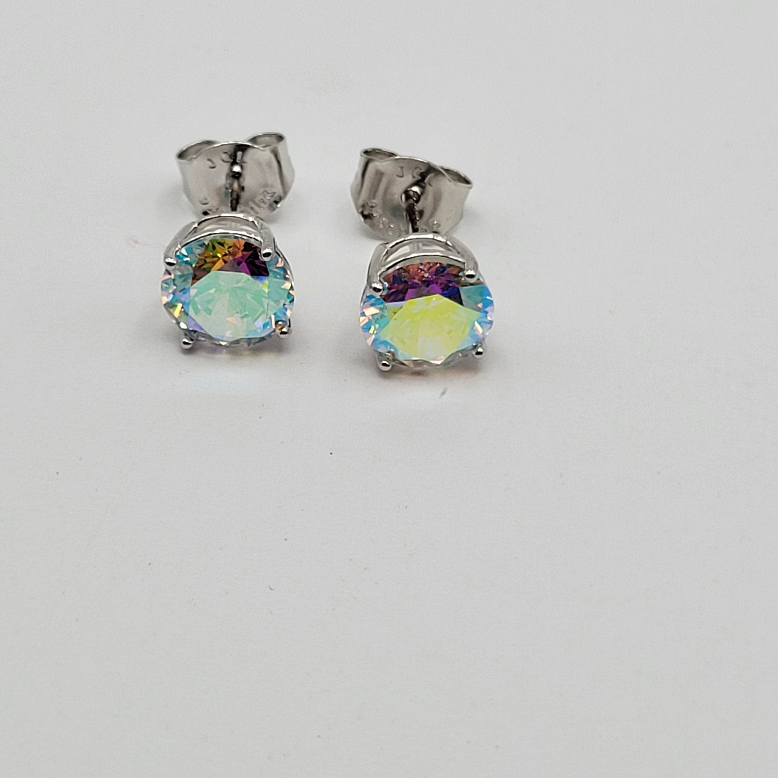 JTV Bella Luce Aurora Borealis Collection Sterling Silver Solitaire Earrings