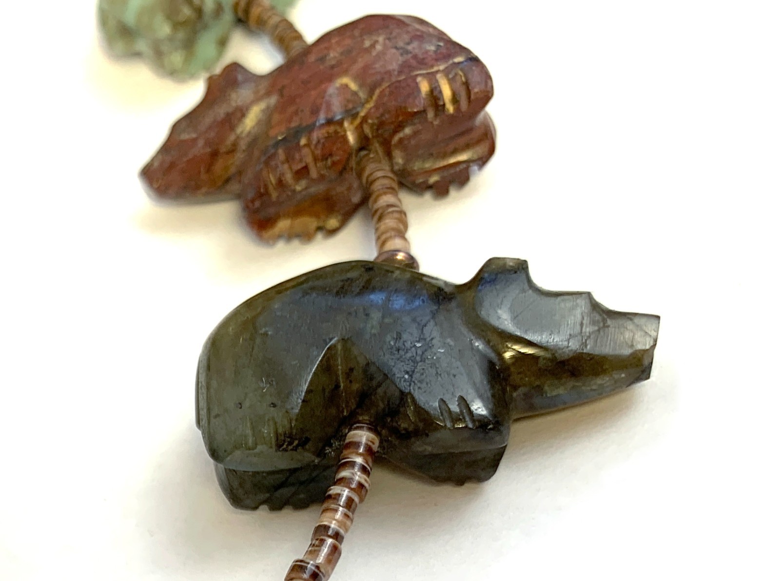 Zuni Fetish Necklace w/ Large Bears by Debra Gasper, Ray Tsethlikai / Multistone