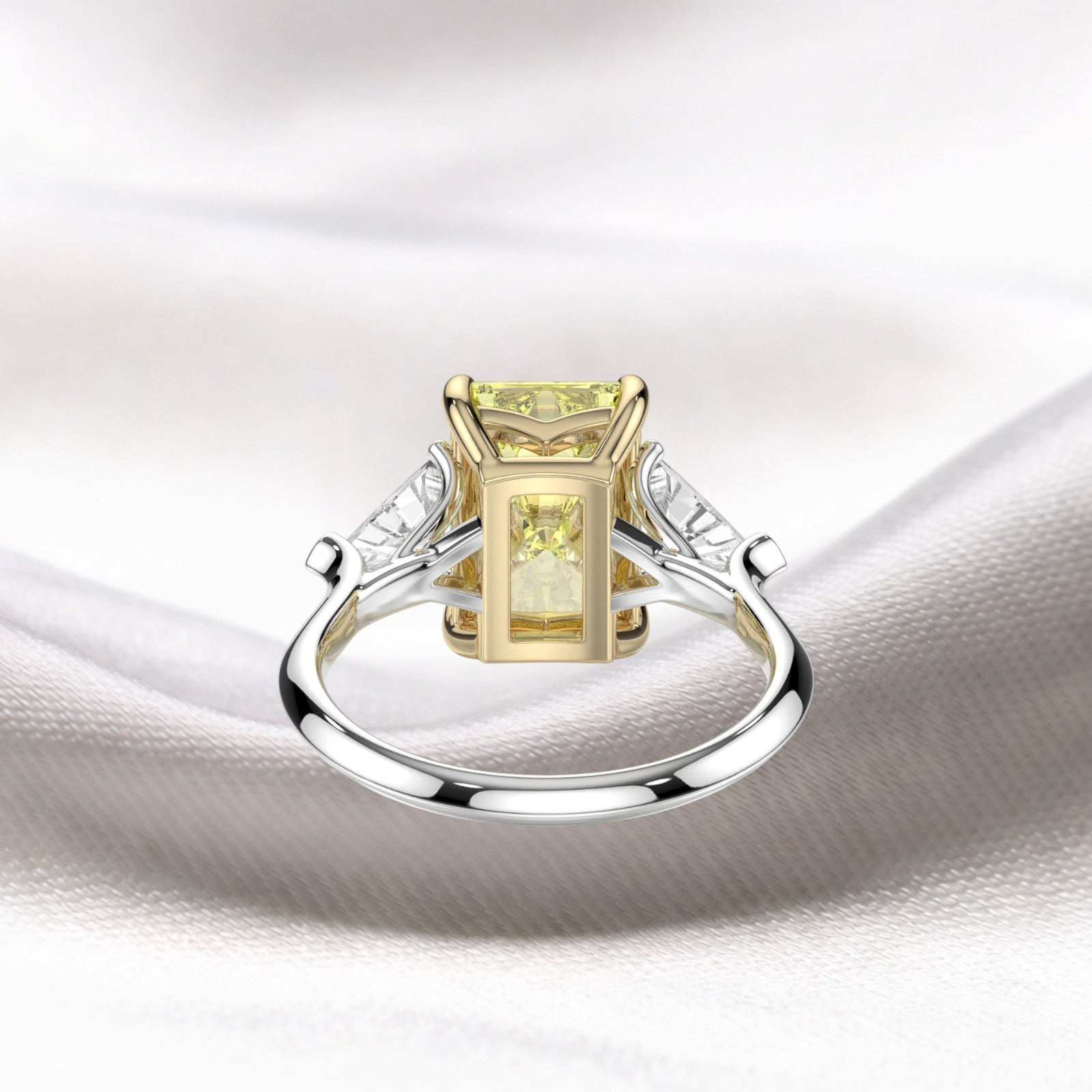 Diamond Ring Fancy Vivid Yellow 5.00 Ct Radiant Cut IGI Lab Grown 18k Multi Gold