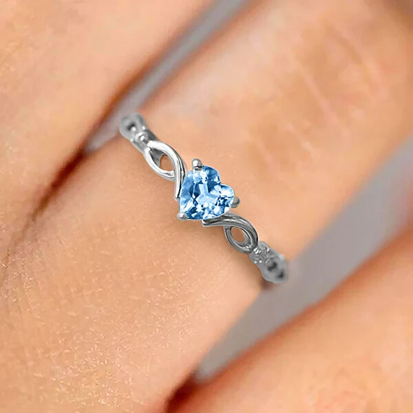 1.32Ct Simulated Aquamarine Ring 925 Silver Plated Tiny Ring For Valentine Gifts