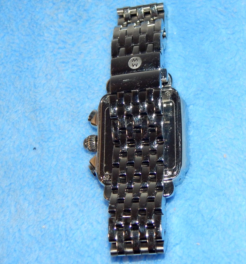 MICHELE Deco Diamond MW06A00 Chronograph Stainless Steel MOP 35mm Watch 50m