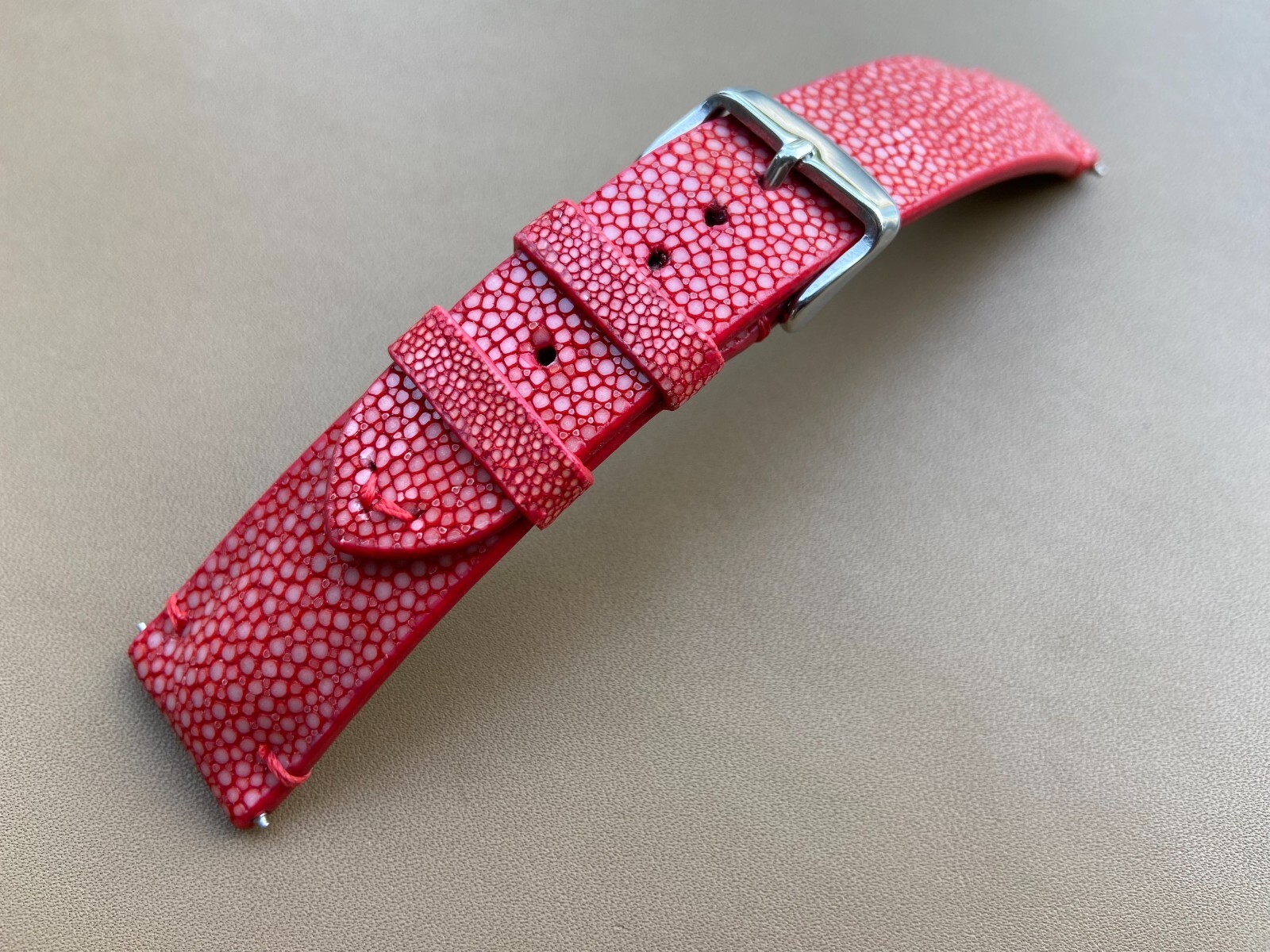 Red Stingray Leather Watch Strap Band, Size 18mm 19mm 20mm 21mm 22mm 24mm 26mm