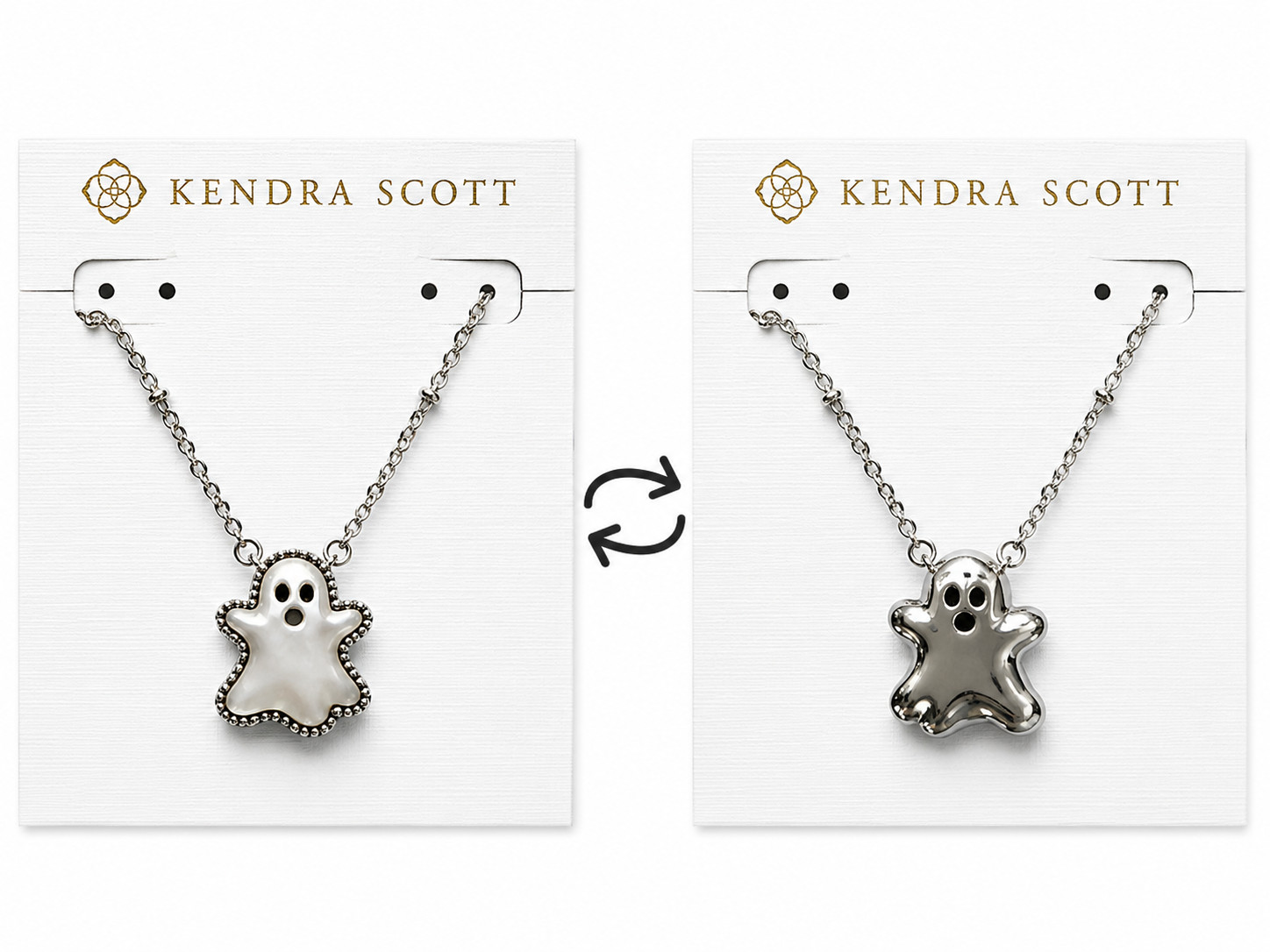 Kendra Scott Mother of Pearl Ghost Reversible Pendant Rhodium Silver Necklace