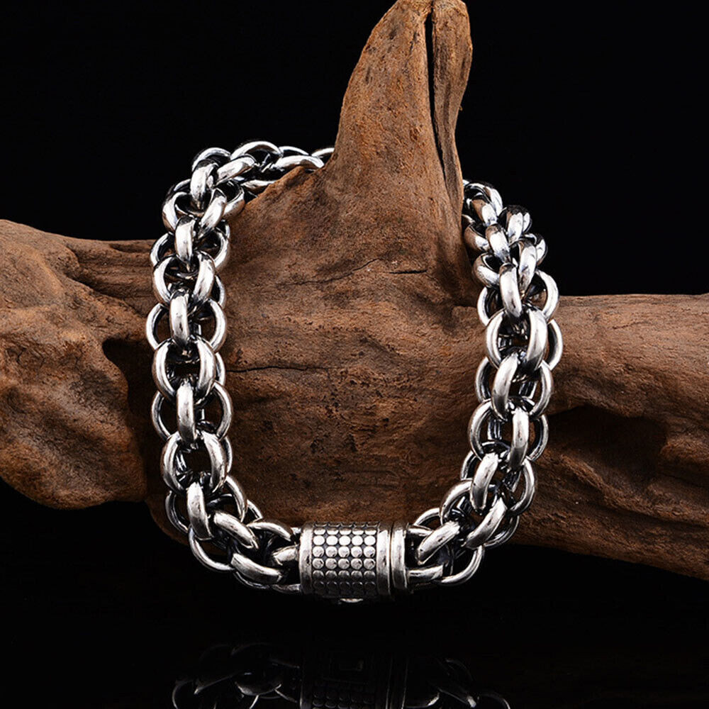 Pure S925 Sterling Silver Chain 14mm Multi Toggle Link Bracelet 57-58g 8.67inch
