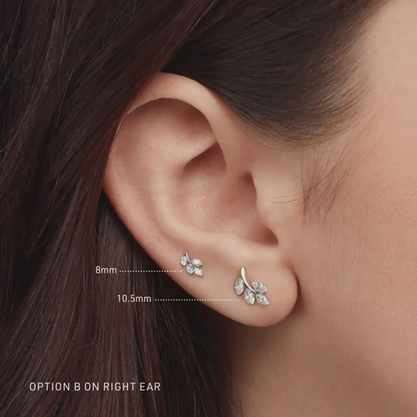 Marquise Moissanite Floral Helix Cartilage Stud 925 Sterling Silver