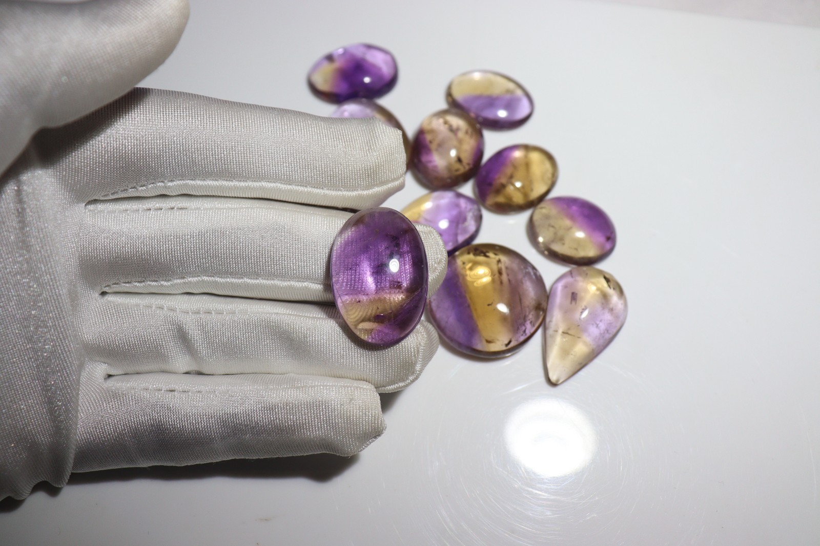 Ametrine Cabochon Bio Color Gemstone All Shape Available 15–30 mm Size