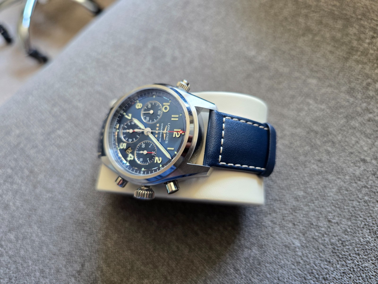 Longines Spirit Sunray Blue Men’s Watch – L3.820.4.93.0 42mm, Leather Strap.