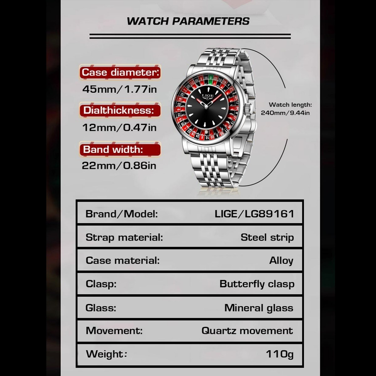 Watches for Men Stainless Steel Quartz Business Luxury Analog Male Wristwatch