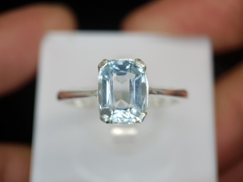 Stunning Unheated Full Natural Blue Aquamarine Handmade Silver Ring 3.63Grams